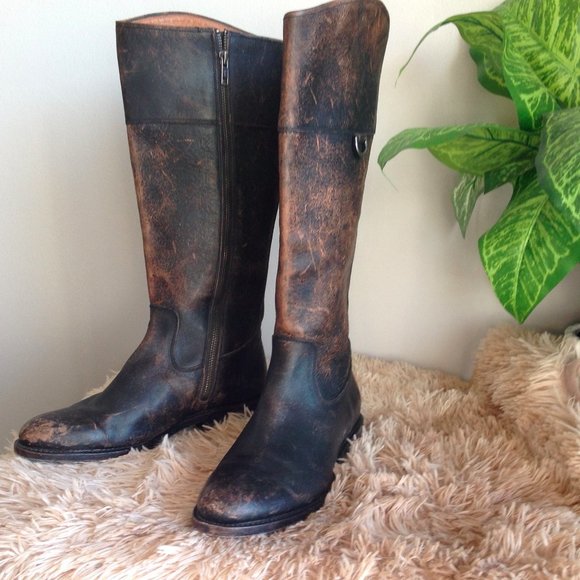 Frye Jayden D Ring Smooth Vintage Leather Boots Rustic Cottagecore Equestrian - Picture 3 of 8